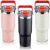 ROTPUNKT JUGSTAR PRESSIO - Tazza termica in acciaio inox, 0,9 litri, con cannuccia, due aperture per bevande calde e fredde, bottiglia termica con maniglia pieghevole per il trasporto (nero)