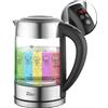 zilan z şekil Zilan,Bollitore in Vetro con Led, Diversi Colori dei LED, Digitale, 1,7Lt, 5 diverse impostazioni di temperatura,cordless 360° con corpo in vetro borosilicato alto, 2200 Watt