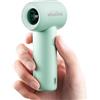 WHATOOK Mini Ventilatore Portatile Ricaricabile, 5 Velocità, LED, Verde | Mini ventilatore da 140 g con 5 velocità, flusso fino a 9,9 m/s, display LED, autonomia fino a 9 ore e ricarica USB-C