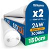Eurocali 2 Tubi LED 24W 150cm T8 G13 SMD con Starter 3000 Lumen Garanzia 3 Anni - Luce Calda 3000K - Alta Luminosità 125 lm/W - Materiale Nano Plastic Sostituzione Neon per Soffitto Garage Negozio