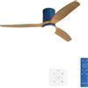 CREATE / WINDCALM M/Ventilatore da soffitto con luce blu cobalto pale in legno chiaro con controller e telecomando / 40W, ABS, Ø132 cm, 6 velocità, 3 temperature di luce, funzione estate-inverno