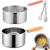 LLELEMAMO Pentola Per Friggere Multifunzionale In Acciaio Inox 304 Con Cestello E Coperchio, Friggitrice Per Patatine, Pollo, Pesce, Gamberi E Cucina Domestica (Pot & Frying Basket)