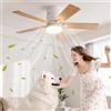 BRILVERDE Ventilatore da soffitto con illuminazione e telecomando, 5 pale, 6 velocità, timer 1/4/8 ore, LED dimmerabile, funzionamento estivo e invernale per soggiorno, camera da letto (colore legno chiaro, 5