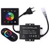 XUNATA Touch Control RF Remote & Panel for RGB LED Strip/Neon Light/Rope Light, 220V 1500W LED Controller Transformer Power Adapter EU Plug