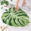 Panstar Tappeto a forma di foglia verde, grande Monstera carino antiscivolo a forma di palma peluche divertente cucina bagno vasca tappeto lavabile in lavatrice
