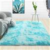 Skeiyo Area Rugs - Tappeto morbido a pelo lungo, in peluche tie-dye, antiscivolo, per interni, casa e camera dei bambini (blu, 120 x 160 cm)