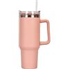 BSOMAM Tazza da viaggio da litro con manico e cannuccia, tazza da caffè in acciaio inox con coperchio, a prova di perdite, thermos per caffè caldo e freddo, ad alta capacità, tazza da viaggio per