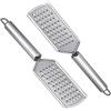 SagaSave Grattugia da cucina, in acciaio inox, per limone, cioccolato, formaggio, arancio, zenzero, 24,5 x 6 cm, argento, confezione da 2