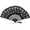 Cyrank Ventaglio a mano pieghevole in pizzo, ventaglio pieghevole a mano in stile vintage Ventaglio decorativo in pizzo per feste in costume Ventaglio a mano in pizzo elegante per ballo Cosplay (Nero)