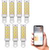 AEPOYU Lampadine LED G9 Dimmerabile, 7 Pezzi 7W G9 Lampadina Intelligenti Wi-Fi 2700K-6200K, Angolo di visione 360°, AC220-240V 350-500LM Senza Sfarfallio Equivalente 50W Alogena