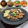 EBTOOLS Bistecchiera in Metallo, Griglia per Barbecue, Piastra di Cottura, Rotonda, 32 cm, Griglia Antiaderente Senza Fumo, Vassoio per Barbecue con Supporto per Piastra di Cottura