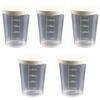 tooloflife Tazza di misurazione in plastica, bicchieri graduati trasparenti da 50 ml con coperchi a vite per laboratorio, liquidi da cucina