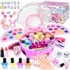 JONRRYIN Set di smalti per unghie per bambini, regalo per ragazze, con valigetta per il trucco, per nail art, per compleanno, Natale, 6, 7, 8, 9, 11, 12 anni
