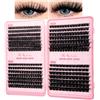 Riya Wispy - Ciglia finte a ciuffetti, 550 pezzi, curvatura a D, singole, spesse, per fai da te, morbide, russe, estensioni per principianti (80D, 120D, 150D, 200D)