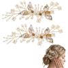 XFSRG 2 Pezzi Pettine Capelli Sposa Accessori Pettine Floreale Fermaglio | Capelli Sposa Decorazione Floreale per Acconciatura Matrimonio Cerimonia