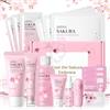 BeauBase Kit per la Cura della Pelle Sakura 15Pezzi,Set Skincare Ragazza Adolescente | Mini Size da Viaggio Prodotti Donna include Detergente Tonico Crema Viso Siero e Crema per Gli Occhi