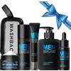 BeauBase Kit Cura Viso Regalo Uomo, 5 pezzi Beauty Routine Viso Kit Anti Age | Compagno di Viaggio Ideale, per Detergente Idratante Nutriente Anti-età Revitalising Self