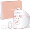 POCHENNAI Maschera facciale a LED POCHENNAI - Luce rossa e infrarossi vicini, silicone flessibile, facile da usare, uso domestico (bianco)