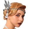 Fashband Fascia per capelli anni '20, vintage, con strass, accessorio per capelli da donna (colore nero, taglia unica)