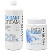 NAVIR Profesional Decoblonde, confezione decolorante per capelli, polvere decolorante blu fino a 7 tonalità con cheratina + acqua ossigenata in crema, capelli donna e uomo (polvere 500 g + acqua 1000