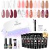 ROSALIND Gel Unghie Ricostruzione Kit Completo, 8pcs 10ml Gel Acrygel | Poligel Set con Base & Top Coat, Lampada UV e Strumenti per unghie, Professionale Salone, Kit Unghie Gel Nail Art