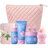 QUIYUM Kit Skincare Viso Collagene e Sakura Donna, 7 Pezzi con Pochette | Cura della Pelle per Pelli Giovani con Detergente, Siero e Crema, Rassodanti e Illuminanti, contro i Primi Segni dell'Età