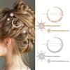 AOZUO 6 fermagli per capelli a forma di stella in metallo, accessori per stella luna da donna con Strass, per sposa e matrimonio, accessori per capelli per donne e ragazze (oro+argento)