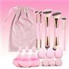 Generic Set di pennelli da trucco - 18 pezzi di pennelli da trucco da viaggio, set di pennelli Real Techniques con ciuffetto di polvere libera per fondotinta, correttore, cipria, ombretti, fard, set di
