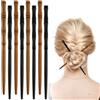 Amabro 8 bastoncini per capelli in legno, bacchette per capelli retrò a forma di bambù, forcine per capelli cinesi vintage, fatte a mano, supporti per capelli giapponesi per capelli ricci di media