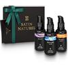Satin Naturel Cofanetto di Lusso con 3 Sieri Viso 3x30 ml | Retinolo, Acido Ialuronico e Vitamina C, Sieri Viso Vegani in un'Elegante Confezione Regalo