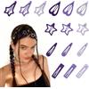 VelvetGlow 15 Pcs lila fermagli per capelli con chiusura a scatto per donne - Fermagli in metallo antiscivolo con motivo geometrico carino in 5 forme (stella, cuore, goccia, rettangolo, meteora)