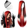 Aurihxus Parrucca cosplay rosso nero bianco anime parrucche lunghe con frangia parrucca lunga donna parrucca lunga per Halloween festival anime concerto cosplay party carnevale accessori capelli