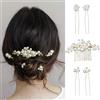 FM2018XSL 5 Pezzi Fermaglio e Pettine per Capelli da Sposa con Perle,Forcine per Capelli da Sposa per Matrimonio e Damigelle, Acconciatura Accessori per Donna (Oro, A(1 pettine 4 forcine))