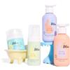 LAV KIDS Set completo per la cura della pelle e dei capelli, shampoo, balsamo, detergente viso, crema viso con spugna e fascia per capelli (blu)