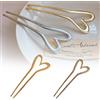 Zhhuoc 2 forcine per capelli in metallo dorato a forma di U, forchette per capelli francesi a forma di cuore, eleganti accessori per capelli per donne e ragazze