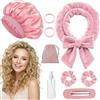 Generic No Heat - Bigodini per capelli lunghi, morbidi riccioli per dormire durante la notte, set di nastri in velluto da 99 cm, con cofano e accessori per lo styling, rosa scuro