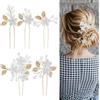SUBTAVIK Accessori per capelli da sposa e damigelle: forcine sposo, fiori (oro)