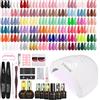 ROSALIND Kit Semipermanente Unghie con 48W UV LED Lampada 60+5 Pezzi | Kit Unghie Gel Completo Rosa Giallo Blu Verde Viola Colori Mini, Kit Smalto Semipermanente Completo Smalto Unghie Regalo