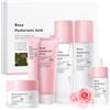 Chenzvora Kit per la Cura della Pelle,Set Cura Viso 6 Pezzi, Kit Idratante Completo con Crema, Siero, Lozione,Set Skincare Viso,Pelle Luminosa, Idratata e Protetta, Ideale Casa e Viaggio