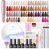 PEACECOLOR 39PCS Kit Semipermanente Unghie, 22 Colori Smalto Semipermanente con Lampada UV/LED e Fresa per Unghie, Base Top Coat Nail Art Kit per Principianti