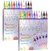 Generico Set di 12 penne per nail art colorate, 2025 pennarelli di aggiornamento per unghie in gel, impermeabili, penna a filo, penne per graffiti fai da te ad asciugatura rapida, penne per smalto 3D