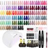 ROSALIND Kit Semipermanente Unghie con 48W UV LED Lampada 44+4 Pezzi Rosa | Verde Rosso Blu Viola Grigio Kit Unghie Gel Completo, Kit Smalto Semipermanente Completo Mini Colori Smalto Unghie Regalo