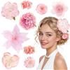 Kiiwah 9 Piezas Fiori per Capelli Donna, Artificiali Pinza de Seda Capelli Fiore Boho Rosa Mollette Fiori per Capelli Molletta Fiore Hawaii per Vacanze Al Mare, Matrimoni e Feste
