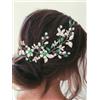 IYOU Vite per capelli da Sposa Cristallo Fascia Verde Perla Strass Perline Copricapo Accessori per capelli da Damigella d'onore per le donne