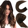 Sunny Hair Sunny 45cm * Extension Matassa Capelli Veri Tessitura Lisci - Balayage Marrone Scuro con Medio 2/2/6# - 100% Brazilian Remy Naturali Capelli, 100g