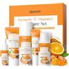 QUIYUM Kit Skincare Viso Curcuma e Vitamina C, Set Regalo Donna 5 Pezzi | Con Detergente Viso, Tonico, Siero, Crema Contorno Occhi e Crema Viso, Idratante e Illuminante, per Tutti i Tipi di Pelle