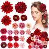 Hifot 21 Pezzi Hawaii Fiore per Capelli Donna, Fermagli Capelli Bambina, Rosso Forcine Mollette per Capelli, Clip Accessori Capelli Cerimonia per Sposa Ragazze Festa Spiaggia Nozze Estate