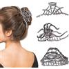 Fukaisu 3 Fermagli per Capelli di Halloween Donne e Ragazze, Accessori Capelli in Metallo Gotico Spettrale a Forma Ragnatela a Forma Mano Scheletro Ragno per Feste di Halloween e Cosplay