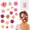 RhiVrillion Set 18 Pezzi Mollette Capelli Donna Fiori Seta, Barrette e Fermagli per Capelli, Accessori Capelli Sposa e Cerchietto per Bambina Comunione