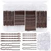 FHRYNA 1 set di 300 forcine per capelli e elastici, color marrone, con scatola portaoggetti
